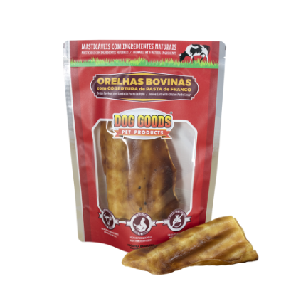 Orelha Bovina com Cobertura de Pasta de Frango. Pacote com 1 unidade