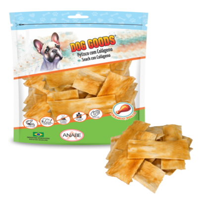Chips com Colágeno e Cobertura de Pasta de Carne de Frango. Pacote com 500g
