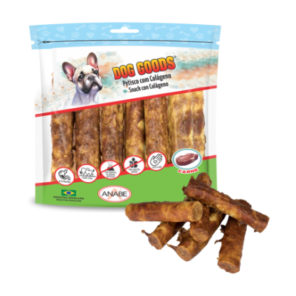 Roll 4-5 (grosso) com Colágeno e Cobertura de Pasta de Carne Bovina. Pacote com 1kg