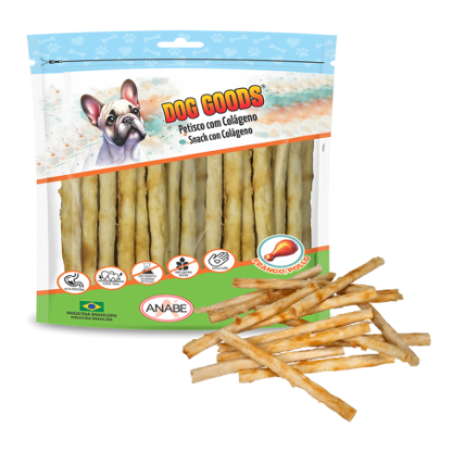 Roll Mini com Colágeno e Cobertura de Pasta de Carne de Frango. Pacote com 1kg