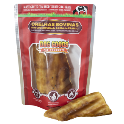 Orelha Bovina com Cobertura de Pasta de Frango. Pacote com 1 unidade