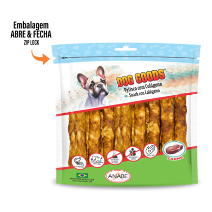 Roll Médio com Colágeno e Cobertura de Pasta de Carne Bovina. Pacote com 1kg