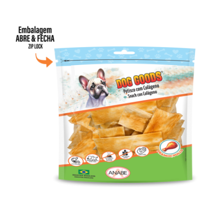 Chips com Colágeno e Cobertura de Pasta de Carne de Frango. Pacote com 500g