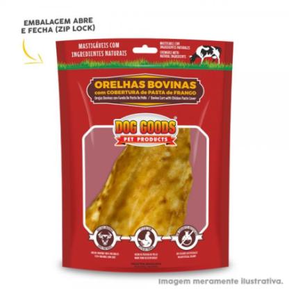 Orelha Bovina com Cobertura de Pasta de Frango. Pacote com 1 unidade