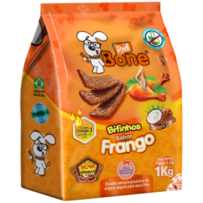 Bifinho Premium sabor Frango. Pacote com 1kg