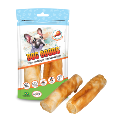 Roll 4-5 (grosso) com Colágeno e Cobertura de Pasta de Carne de Frango. Cartela com 2 rolls