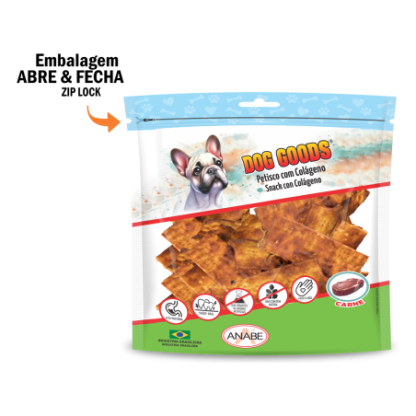 Chips com Colágeno e Cobertura de Pasta de Carne Bovina. Pacote com 500g